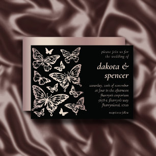 Convite Casamento Chic da Borboleta Blush Rosa Dourado e