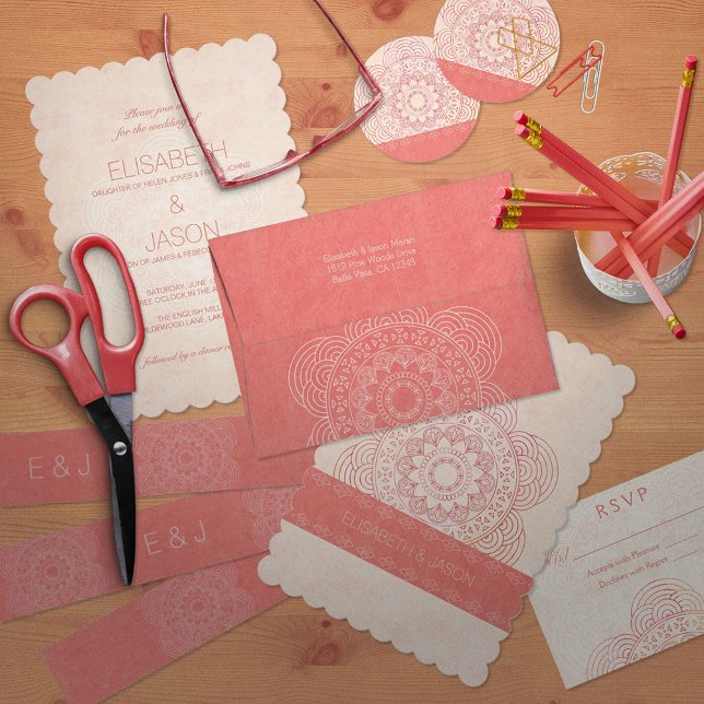 Convite Casamento Chic de Mandala Boho (Criador carregado)