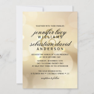 Convite Casamento Chic Dourado Elegante