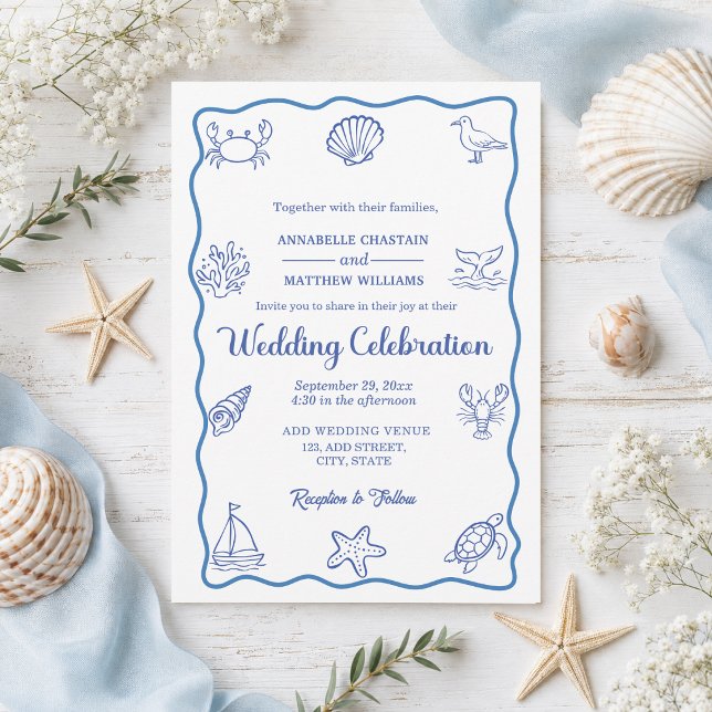 Convite Casamento Chic e Caprichoso com Desenhos à Mão de  (Criador carregado)