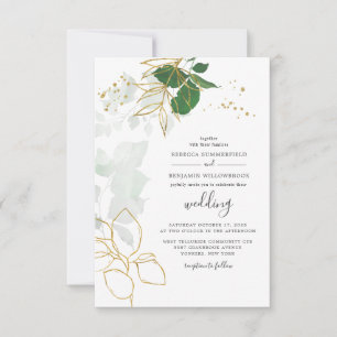 Convite Casamento Chic Elegante Eucalyptus Greenery Boho