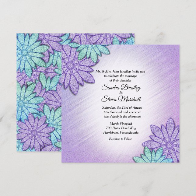 Convite Casamento Chic Floral Color Combo (Frente/Verso)