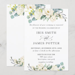Convite Casamento Chic Ivory White Floral Greenery