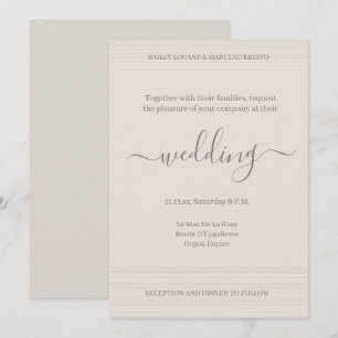 Convite Casamento Chic Listras de Madeira Marfim Elegante