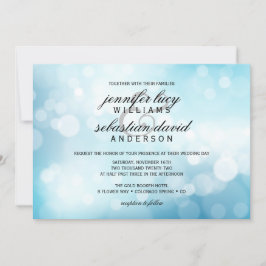 Convite Casamento Chic Luxury Blue Bokeh