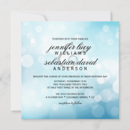 Convite Casamento Chic Luxury Blue Bokeh