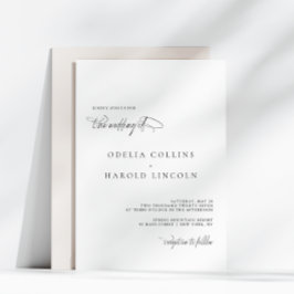 Convite Casamento Chic Minimalista Preto e Branco Caligraf