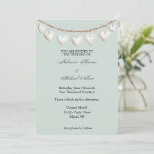 Convite Casamento Chic Mint Green White Hearts