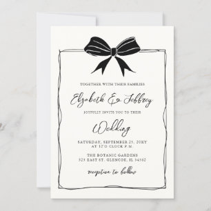 Convite Casamento Chic Moderno com Coquette de Arco desenh