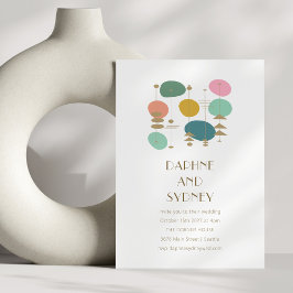 Convite Casamento Chic Moderno de Meio século da Era Atômi