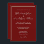 Convite Casamento Chic Red e Cinza<br><div class="desc">Convites simples e chic,  disponíveis em vários tamanhos diferentes e formas esses convites de casamento apresentam cinza em um fundo vermelho dramático. Perfeito para um tema de cor vermelha e cinza,  personalize o seu hoje!</div>