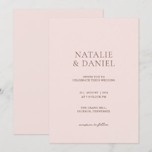 Convite Casamento Chic Rosa Bege e Marrom Quente