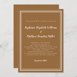 Convite Casamento Chic Rustico Russo/Brown Moderno Minimal