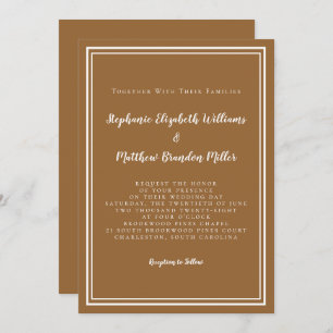 Convite Casamento Chic Rustico Russo/Brown Moderno Minimal