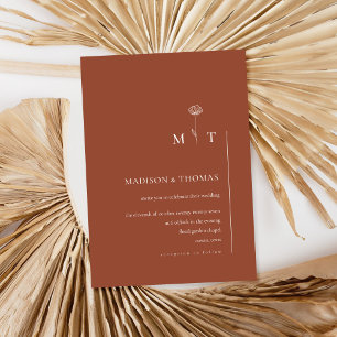 Convite Casamento Chic Simples Terracotta