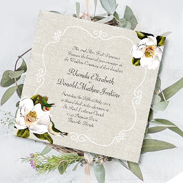 Convite Casamento Chic Southern Magnolias & Hummingbird