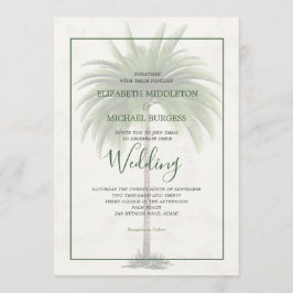 Convite Casamento Chic Verde Moderno Elegante Palm Tree