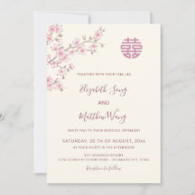Casamento Chinês BILINGUE Rosa Bege Florido