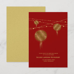 Convite Casamento chinês das lanternas dobro douradas da