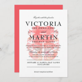 Convite Casamento Chinês de Ducks de Mandarim e Felicidade