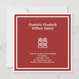 Convite Casamento Chinês de Dupla Felicidade