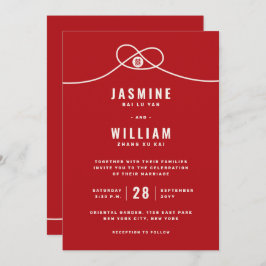 Convite Casamento Chinês de Dupla Felicidade do Red Knot U