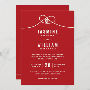 Convite Casamento Chinês de Dupla Felicidade do Red Knot U