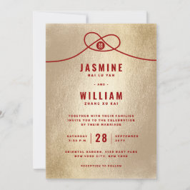 Convite Casamento Chinês de Dupla Felicidade do Red Knot U