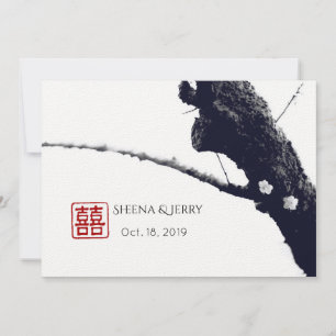 Convite Casamento chinês de felicidade dupla entre nós