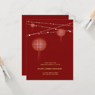 Convite Casamento chinês dobro das lanternas & das luzes