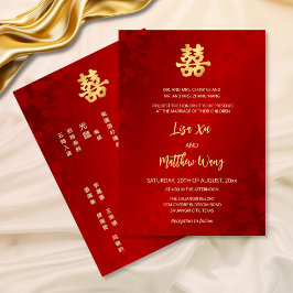 Convite Casamento Chinês Dourado Vermelho Brilhante