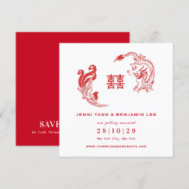 Convite Casamento Chinês Dragão-Phoenix Salva A Data