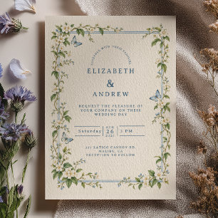 Convite Casamento Chinoiserie Borboleta Azul