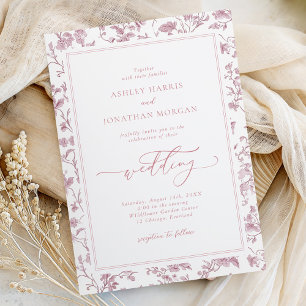 Convite Casamento Chinoiserie Rosa Empoeirado