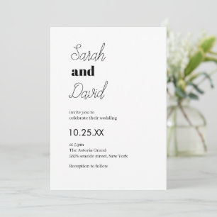 Convite Casamento chique Casamento moderno preto e branco
