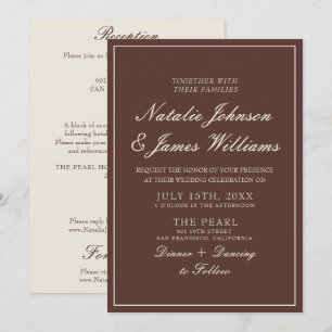 Convite Casamento Chique Chocolate Marrom Antigo Dinheiro