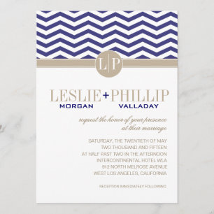 Convite Casamento chique do marinho do monograma   de