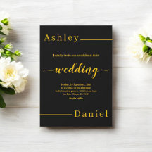 Casamento Chique Elegante Preto e Dourado Moderno 