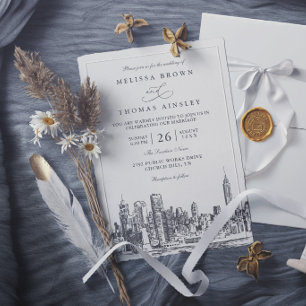 Convite Casamento Chique Moderno Elegante Destino Nova Yor
