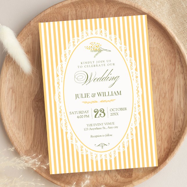 Convite Casamento choquette vintage amarelo (Criador carregado)