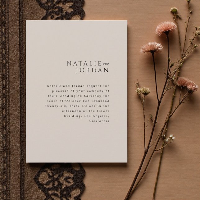 Convite Casamento Cinza Prata Minimalista Moderno e Elegan (Modern Minimalist Elegant Silver Grey Wedding Invitation)