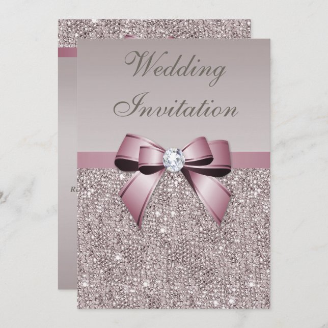 Convite Casamento cinzento malva do arco dos diamantes dos (Frente/Verso)