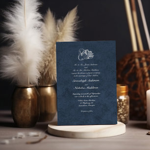 Convite Casamento Cisne Branco Azul Marinho