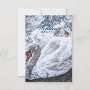 Convite casamento cisne branco lago inverno romântico