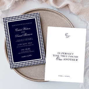 Convite Casamento Citação Romântica Borda Harlequim Azul M
