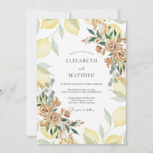Convite Casamento Citrino Amarelo Limão Eucalipto Cinza