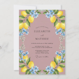 Convite Casamento Citrino Limão Mauve Eucalipto