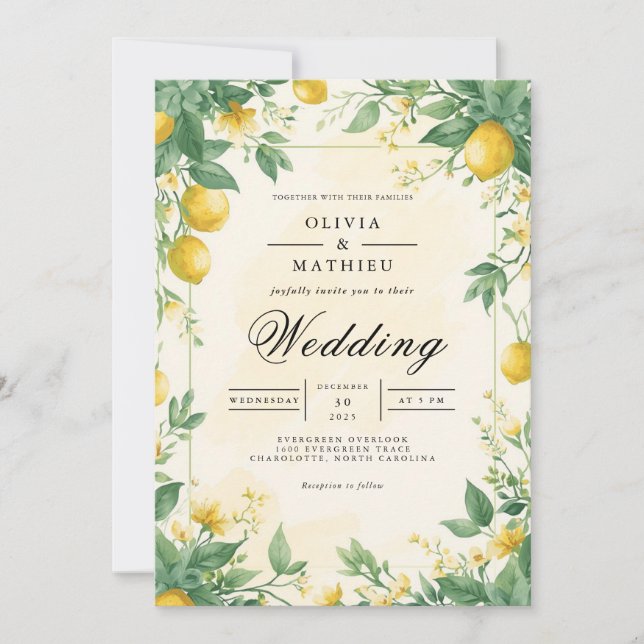 Convite Casamento Citrus Bloom Archway (Frente)