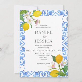 Convite Casamento Citrus Mediterranean BlueTiles Lemon Itá