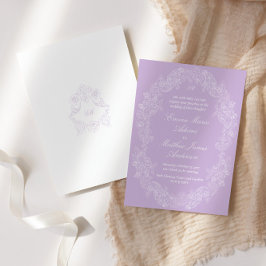 Convite Casamento Clássico Antigo Vitoriano Violeta Regênc